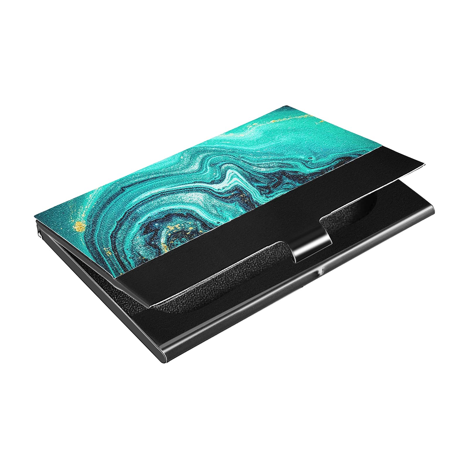 Premium Aquamarine Leather Business Card Holder for Women & Men - Luxury Name Card Case with Credit Card, ID & Gift Card Slots - Perfect for Office, Networking & Corporate Gifts
