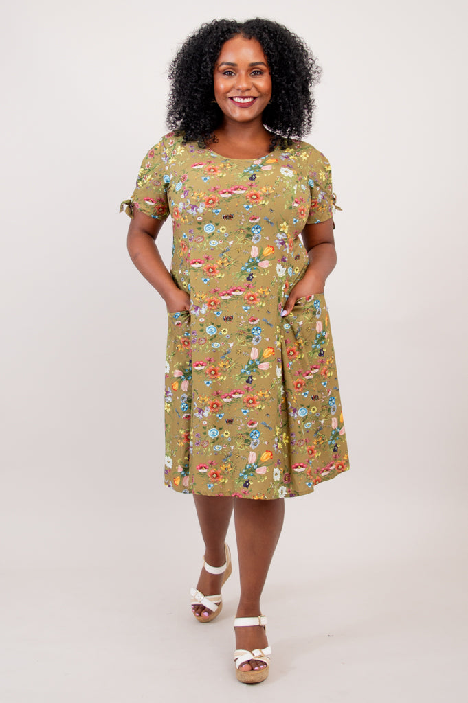 Renee Floral Print Summer Dress - Women's Elegant Jardin Style Midi Dress for Casual Wear, Office & Outdoor Events