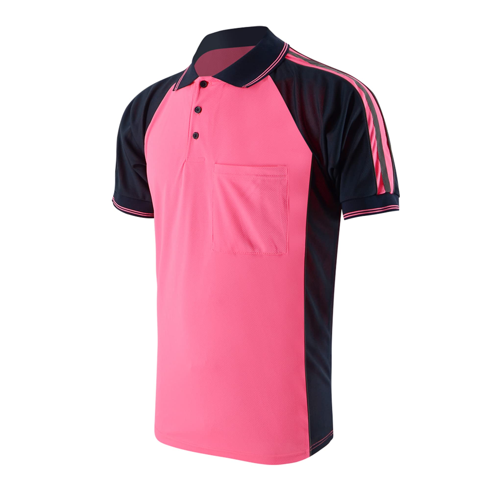 LOVPOSNTY High Visibility Reflective Safety Polo Shirts for Men - ANSI Certified Construction Work Shirts with Moisture Wicking Technology | Ideal for Road Work, Night Shifts & Emergency Responders