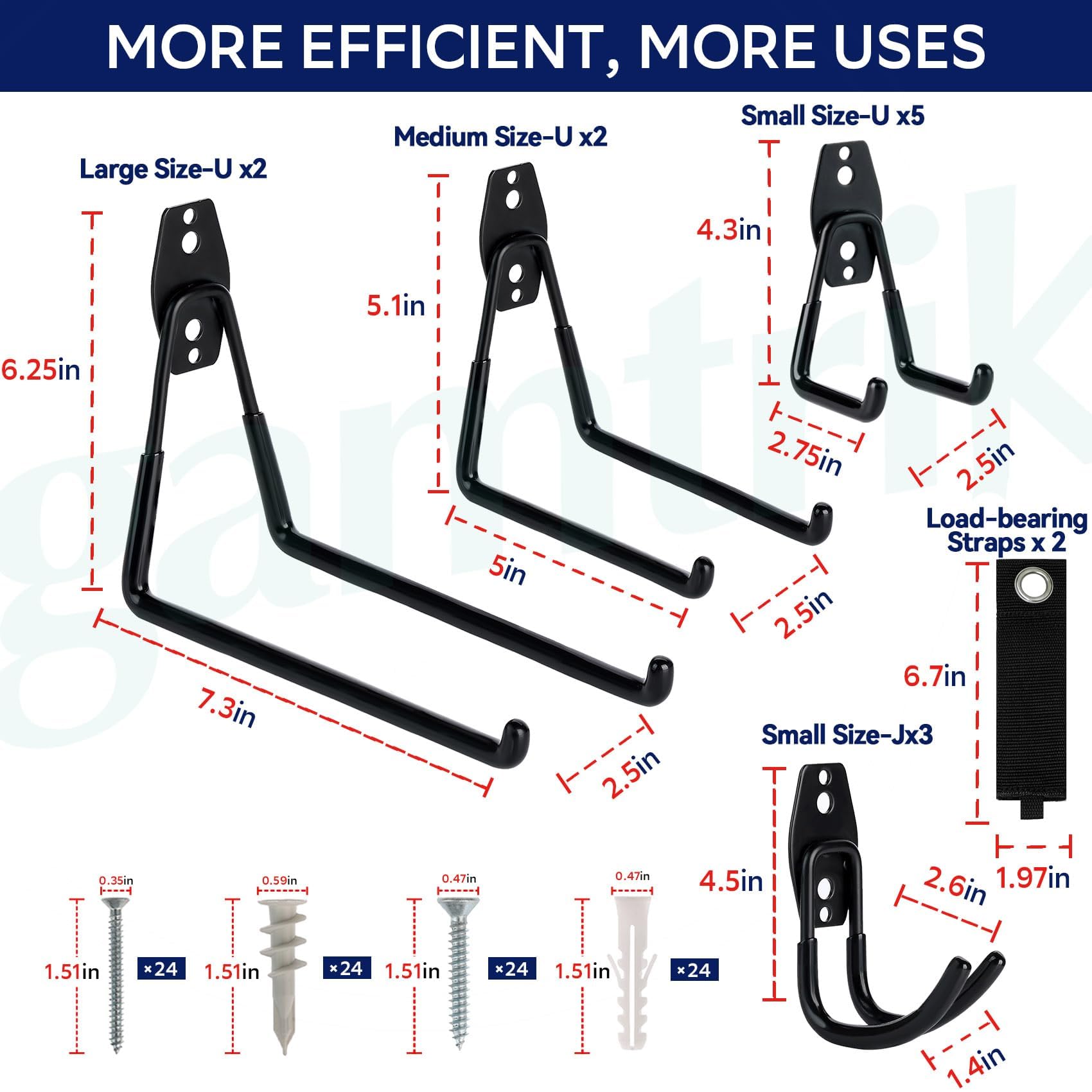 14-Pack Heavy Duty Garage Wall Hooks - Utility Hanging Hooks for Garage Storage & Organization - Perfect for Ladders, Bikes, Garden Tools & More - Durable Wall Mount Hooks for Home, Workshop & Shed Organization