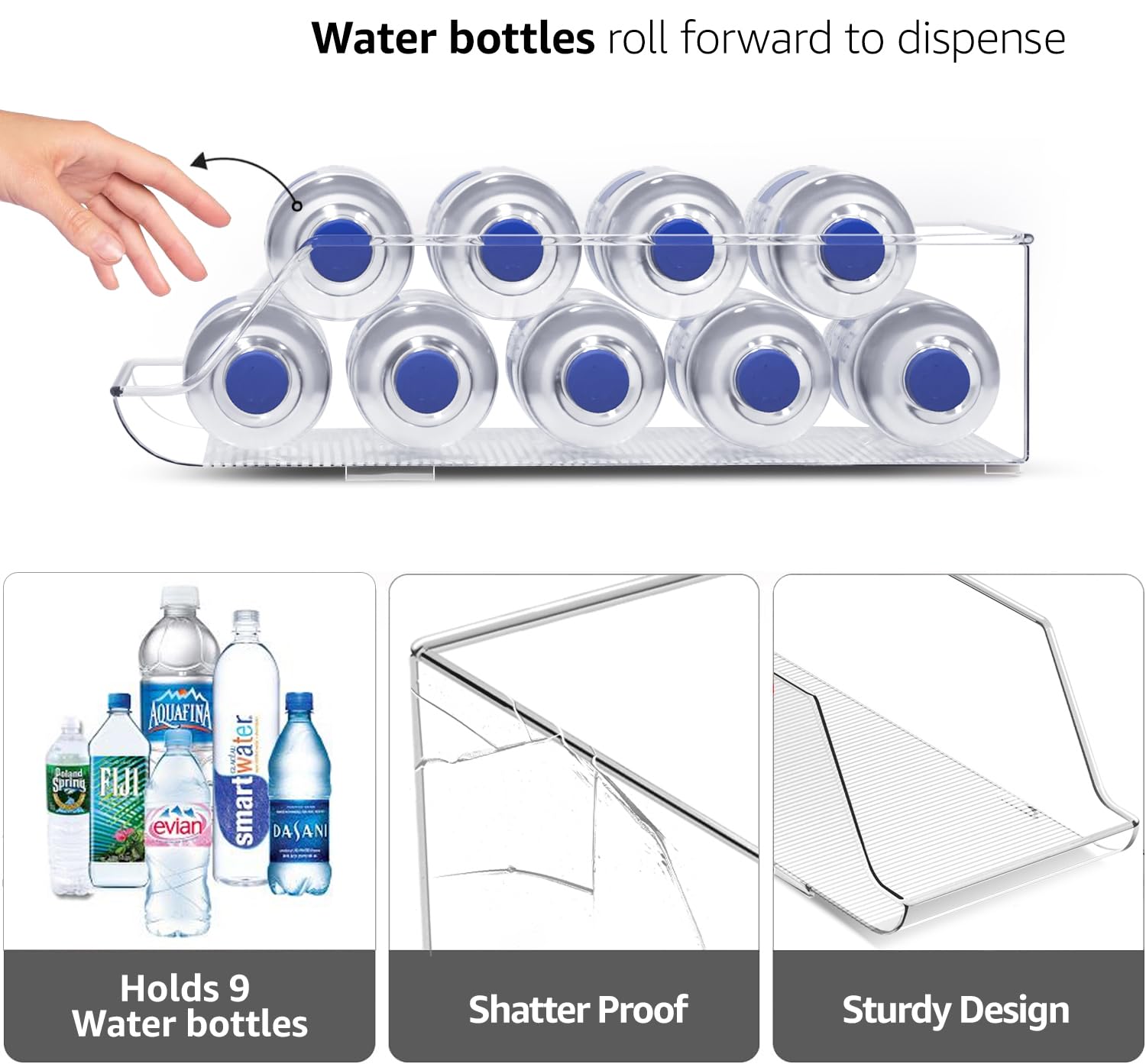Sorbus Refrigerator Water Bottle Organizer - Space Saving Can & Drink Holder for Fridge, Pantry, Kitchen Storage - Set of 2 - Perfect for Soda, Juice, Beer & Water Bottles Organization