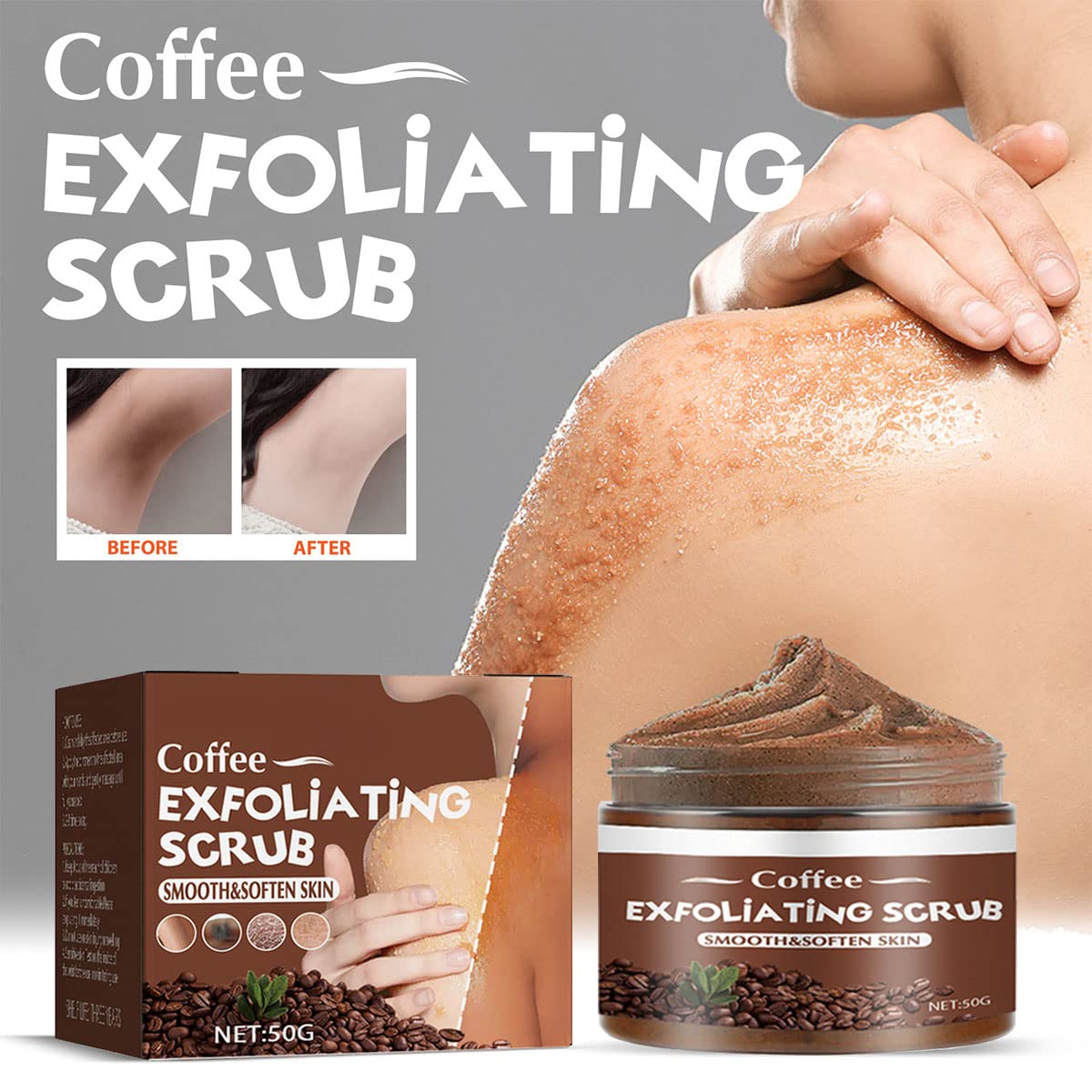 Organic Coffee Body Scrub - Exfoliating & Brightening Skin Care for Body, Face, Hands & Feet - Deep Cleansing & Moisturizing - 3 Pack - Perfect for Spa Day & Self Care Routine