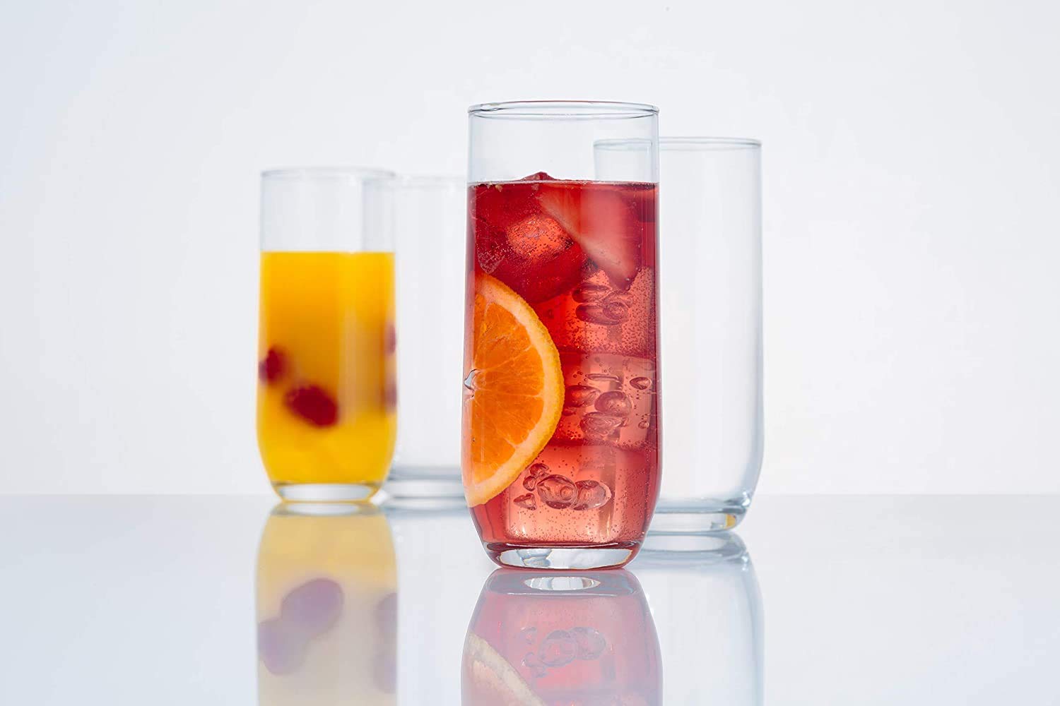 Premium 14oz (415ml) Large Highball Drinking Glasses Set of 6 - Crystal Clear Juice & Water Glasses for Cocktails, Iced Tea, Smoothies - Durable Lead-Free Glassware for Home, Restaurant & Bar Use