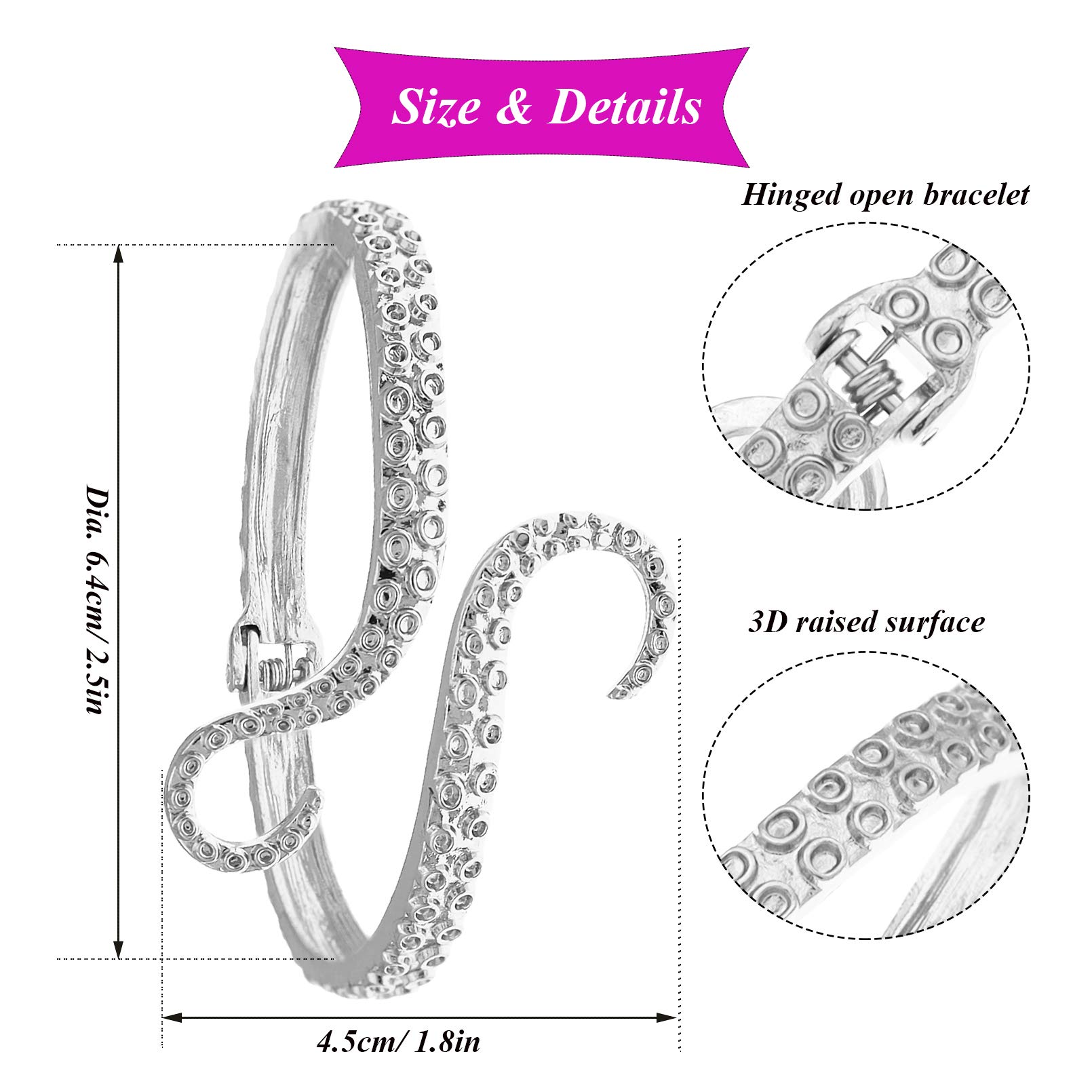 RechicGu Octopus Tentacle Bracelet - Gothic Sea Creature Hinged Bangle Arm Cuff for Horror Lovers | Perfect for Halloween, Cosplay, Goth Fashion & Dark Aesthetic Outfits