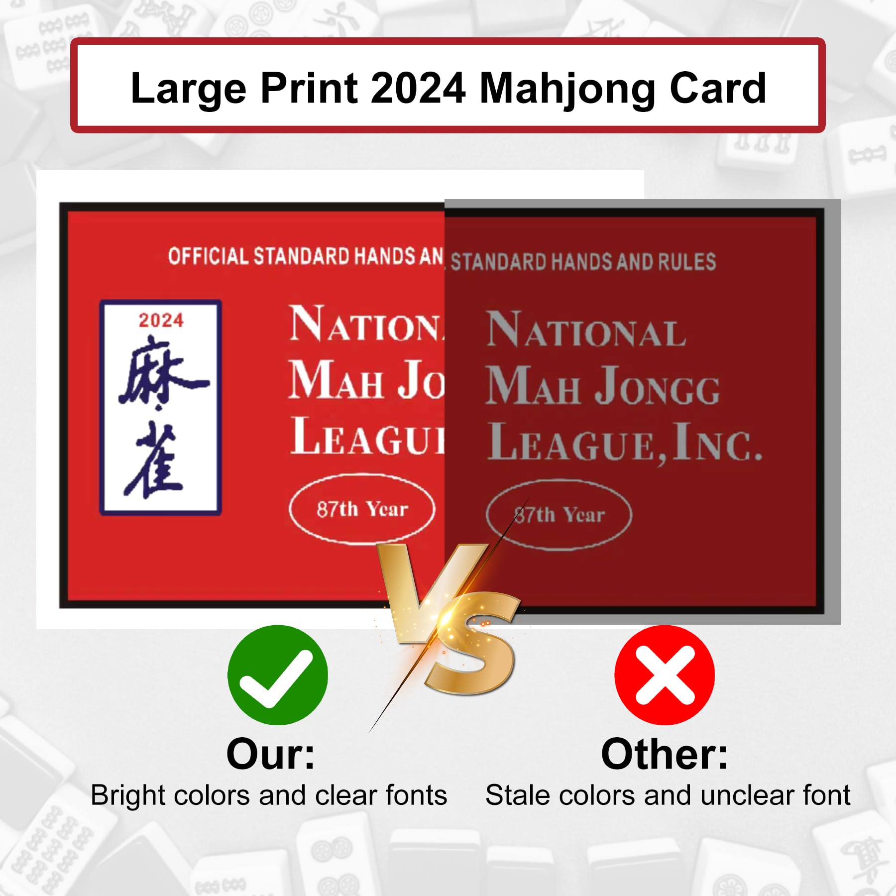 2024 National Mah Jongg Cards Set - Official Hands & Rules - 4 Large American Mahjong Playing Cards for Tournaments & Family Game Nights