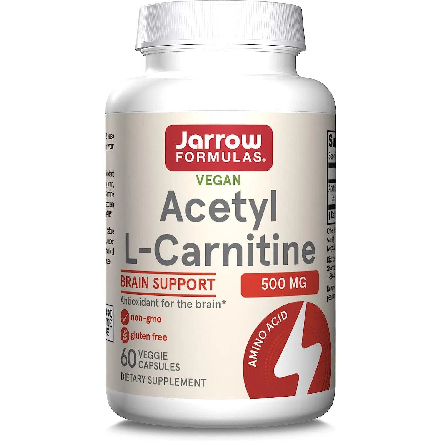 Jarrow Formulas Acetyl L-Carnitine 500mg Supplement - Supports Energy, Brain Function & Metabolism - Ideal for Fitness, Weight Management & Cognitive Health