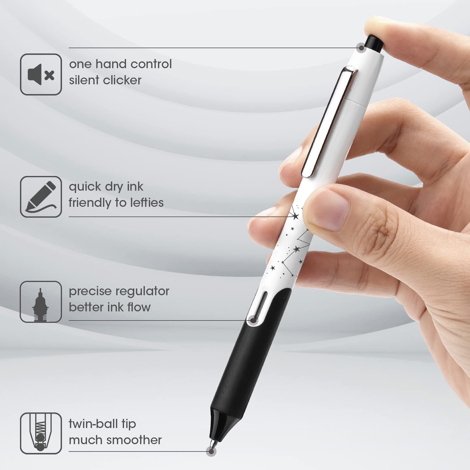 Writech Retractable Liquid Rollerball Pen Set - 8 Pack (4 Black & 4 Red) 0.5mm Fine Point Smooth Writing No Bleed Pens for Office, School, Journaling, Note Taking, Sketching & Gift Giving - Premium Ink for Professional & Creative Use - Ideal for Business Meetings, College Lectures, Art Projects, Daily Planner Writing, Bullet Journaling & Calligraphy Practice