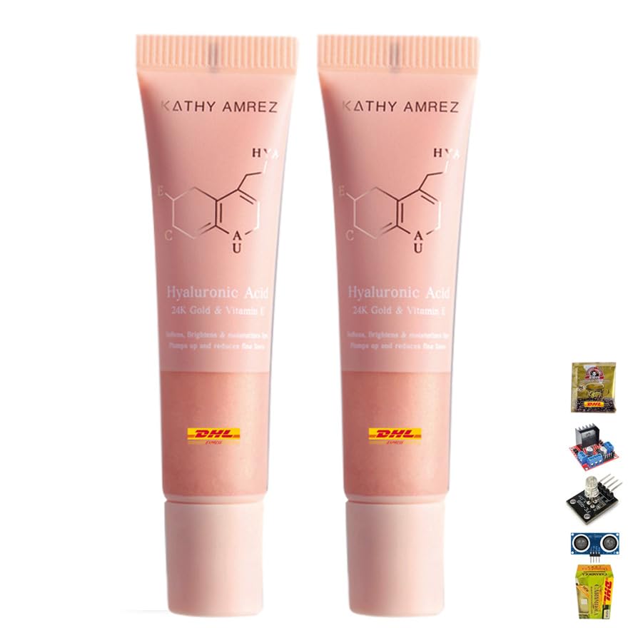DHL Kathy Amrez Hya Lip Serum with Vitamin E & C - 0.33 Fl.Oz. Hydrating Lip Treatment - 2-Pack Box Set by Beautygoodshop - Perfect for Dry Lips & Night Care Routine