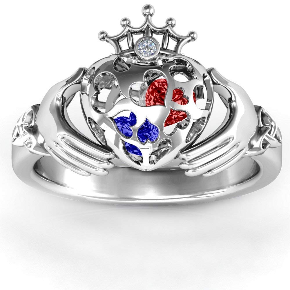 Custom Claddagh Ring for Women - Birthstone Promise & Engagement Ring - Gift for Her