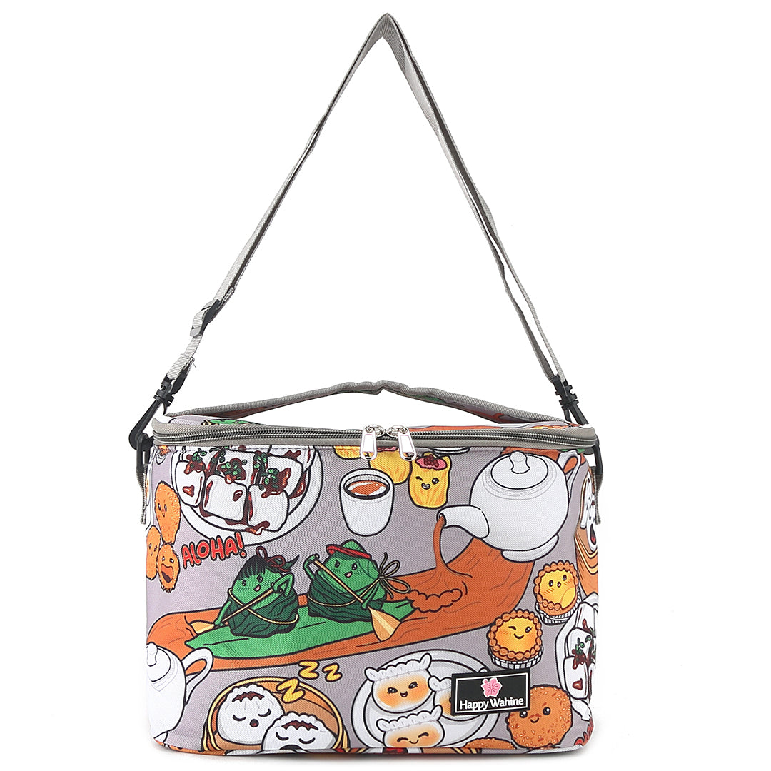 Premium Insulated Cooler Tote Bag - Medium Size, Stylish Grey for Picnics, Beach & Outdoor Dining - Perfect for Dim Sum, Lunch & Groceries