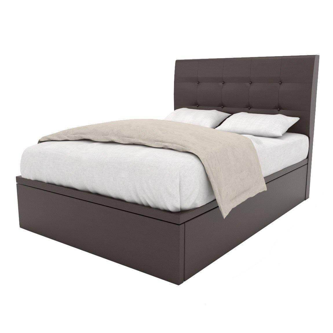 Ellie Faux Leather Upholstered Storage Bed Frame with Underbed Drawers - Queen Size Platform Bed for Small Space Bedroom, Guest Room & Apartment