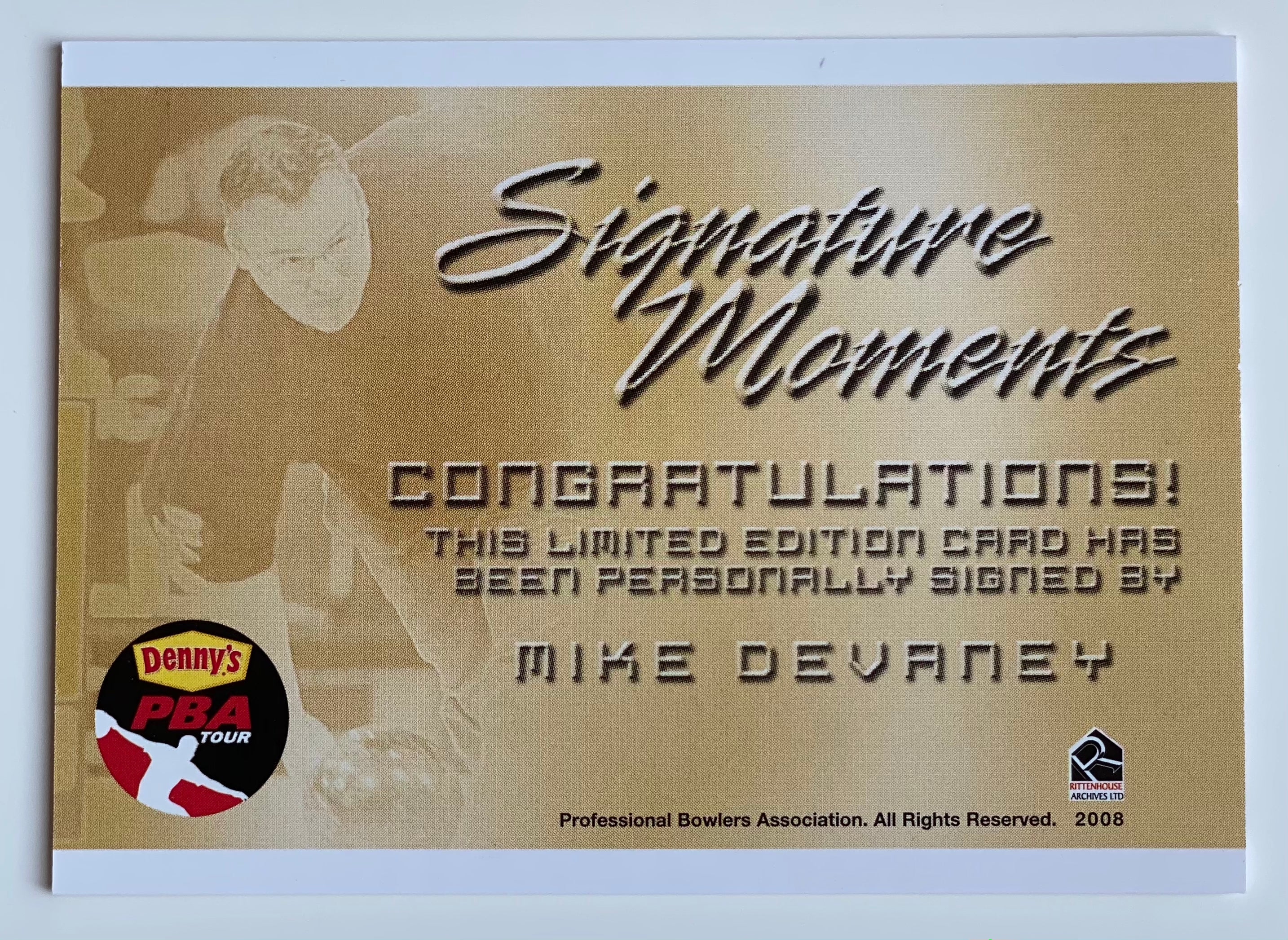 Mike DeVaney 2008 Rittenhouse Signature Moments PBA Autographed Bowling Trading Card - Collectible Sports Memorabilia for Bowling Fans & Card Collectors