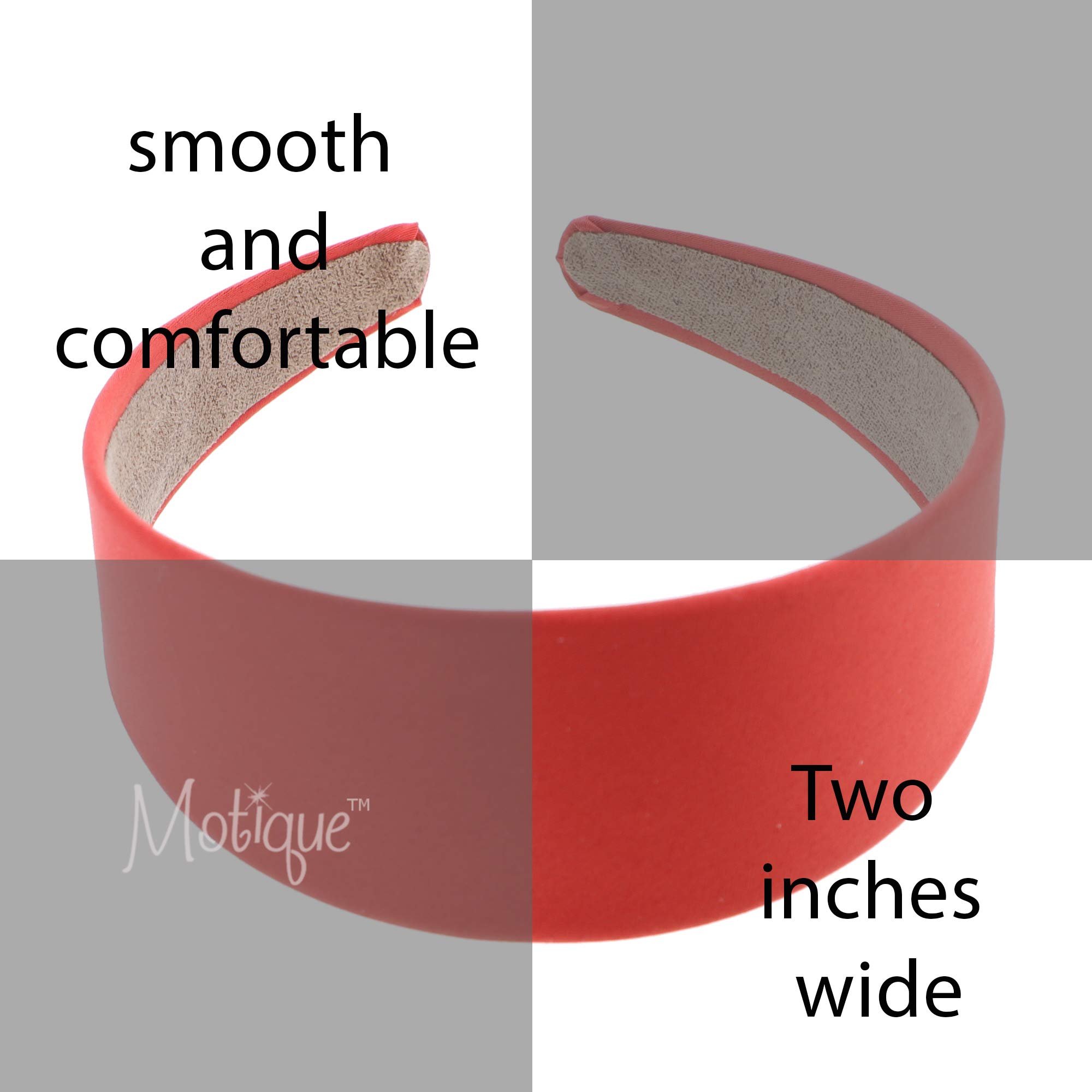 Motique 2 Inch Wide Satin Headbands for Women & Girls - Suede Lined Comfort, Set of 3 - Perfect for Workouts, Weddings, and Everyday Style
