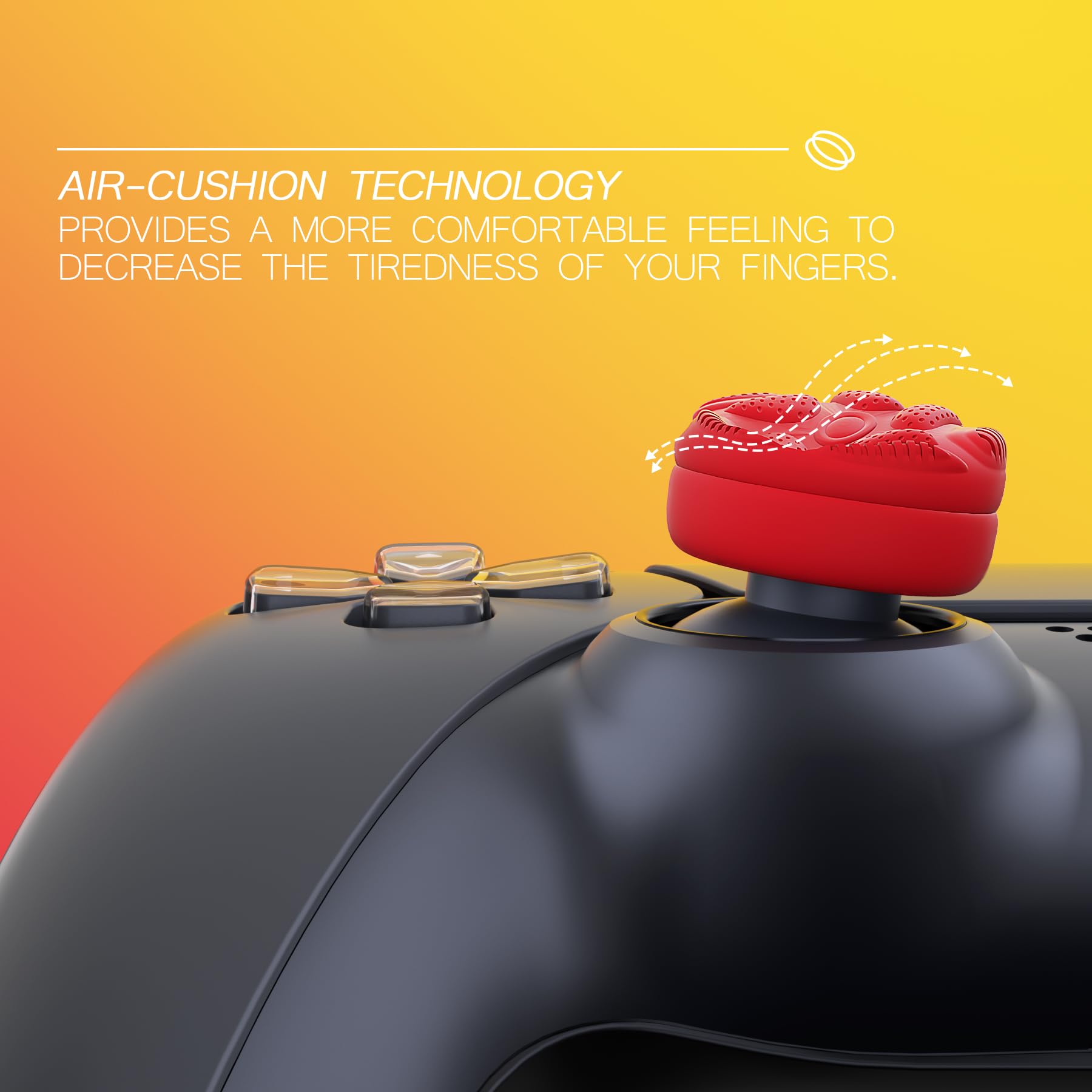 PlayVital Thumbstick Caps for PS5/PS4/Xbox Series X&S/One/Elite Series 2/Switch Pro Controller - Raindrop Texture Design in Passion Red | Enhanced Grip for Gaming | Perfect for FPS, Racing & Action Games