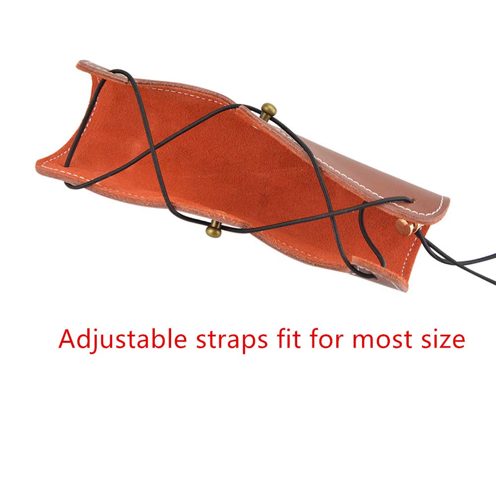 Premium Cow Leather Archery Arm Guard - Adjustable Straps for LH/RH Shooters - Protective Gear for Outdoor Hunting & Target Practice - Ideal for Bow Hunting, Field Archery & 3D Shooting Ranges