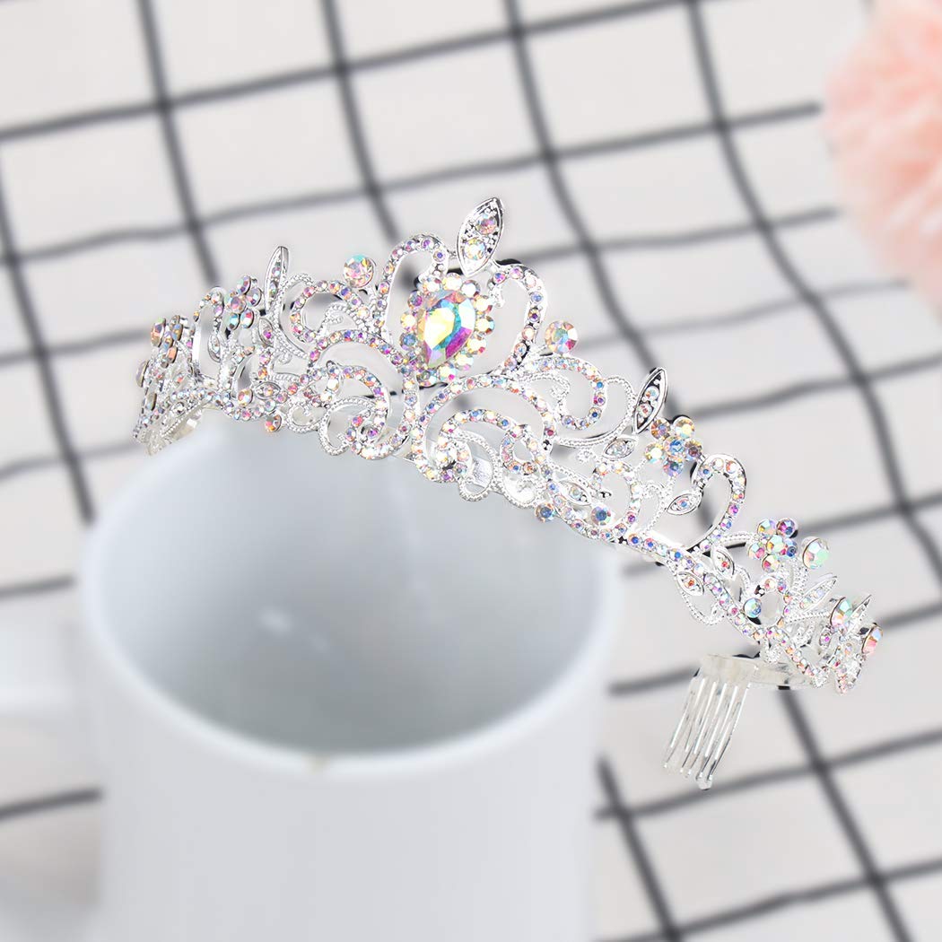 COCIDE Silver Tiara Crown - Crystal Rhinestone Princess Headband with Combs for Brides, Weddings, Prom & Cosplay | Elegant Hair Accessory for Women & Girls