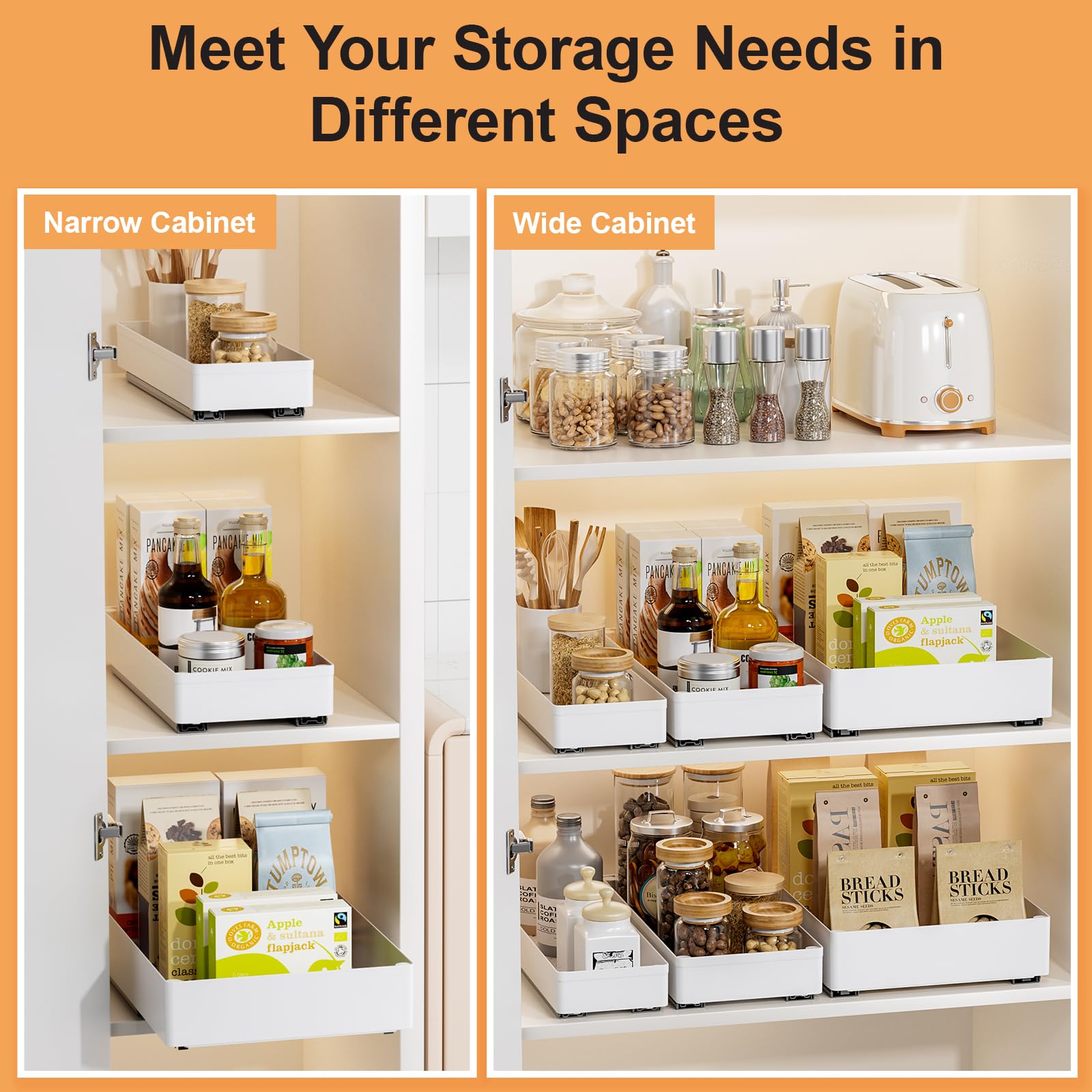 Delamu 3 Pack Pull Out Cabinet Organizer - 15.7