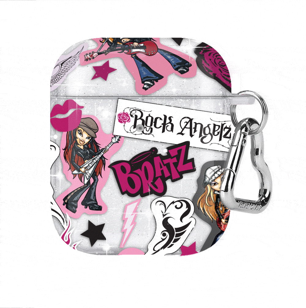 Bratz Rock Angelz Glitter AirPod Case for Apple AirPods 1/2/3 & Pro - Trendy Protective Cover with Sparkle Design - Perfect for Teens, Music Lovers & Fashion Accessories