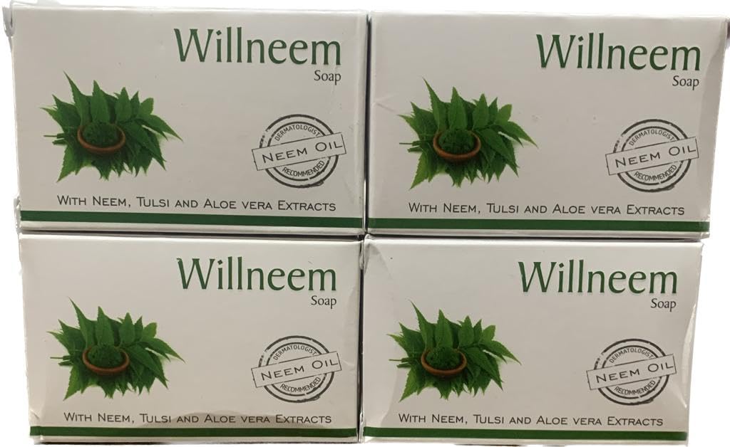 Organic Neem Soap Bar (Pack of 4) - Natural Antibacterial & Antifungal Body Wash for Acne, Eczema & Skin Irritations - Perfect for Daily Cleansing & Sensitive Skin Care