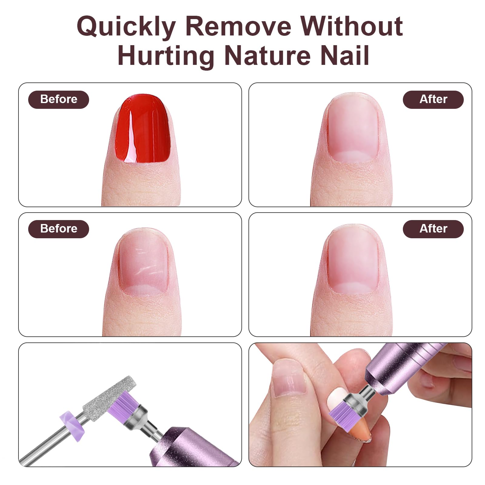 10PCS Professional Nail Drill Bits Set - 3/32 Inch Diamond Bits for Nail Drill Efile, Cuticle Cleaner & Acrylic Remover - Manicure Pedicure Kit for Gel Polish & Nail Prep - Perfect for Salon & Home Use