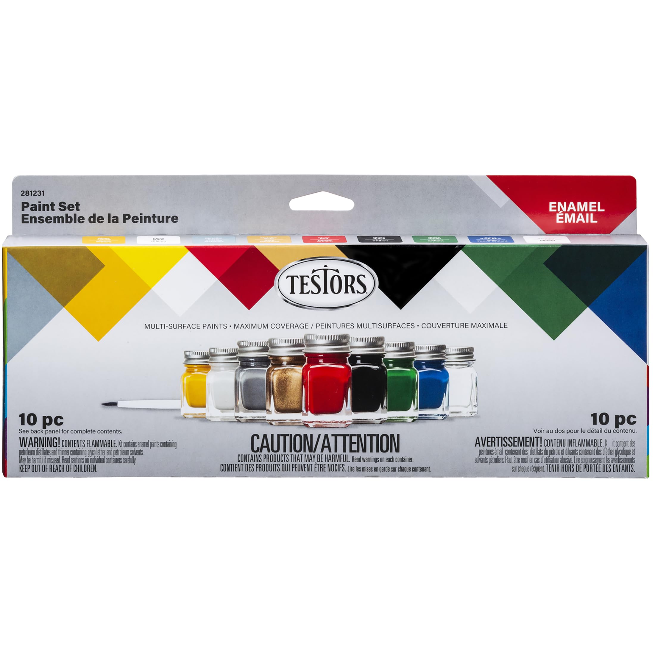 Testors 281231 Enamel Paint Set - 10 Piece Model Paint Kit for Hobby, Crafts & DIY Projects - Perfect for Miniatures, RC Cars & Plastic Models
