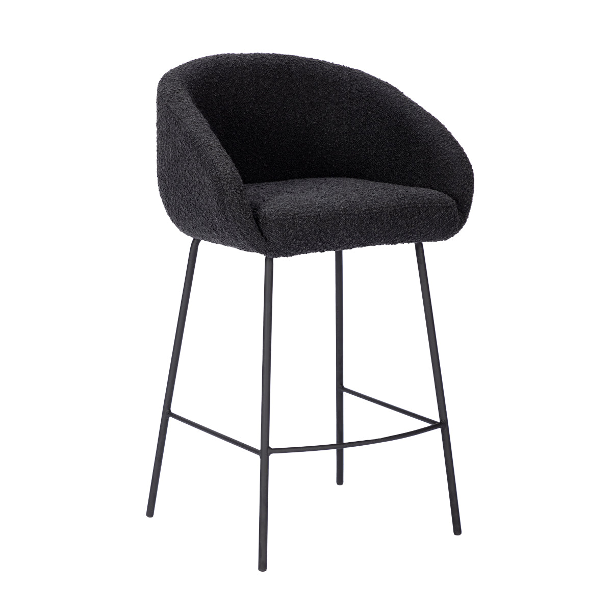 Avalon Boucle Bar Stool - Modern Upholstered Counter Height Stool with Metal Legs - Perfect for Kitchen Island, Breakfast Nook & Home Bar Decor
