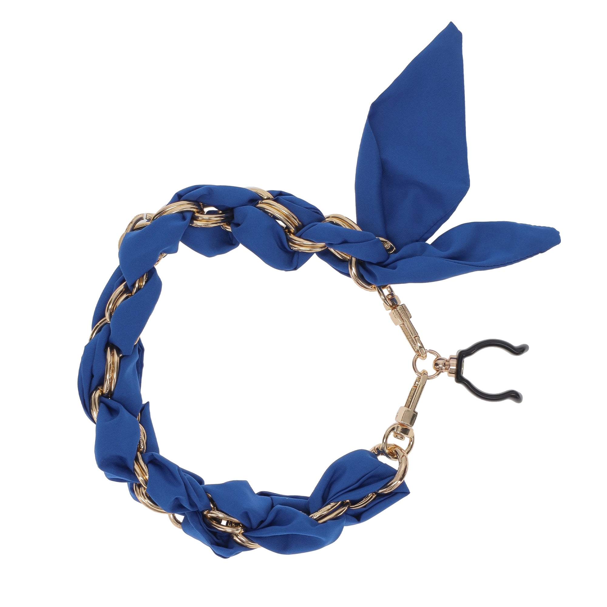 Luxury Blue Silk Satin Scarf with Chain Wrist Strap & Clip Holder - Elegant Fashion Accessory for Women, Perfect for Parties, Weddings & Special Occasions