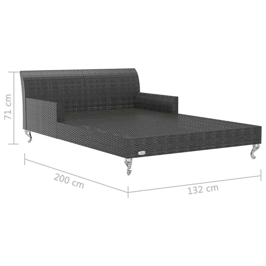 2-Person Outdoor Garden Sun Bed with Black Poly Rattan Frame & Cushions - Patio Lounge Daybed for Backyard, Poolside or Balcony Relaxation - Waterproof Loveseat Seating Furniture for Sunbathing & Outdoor Lounging