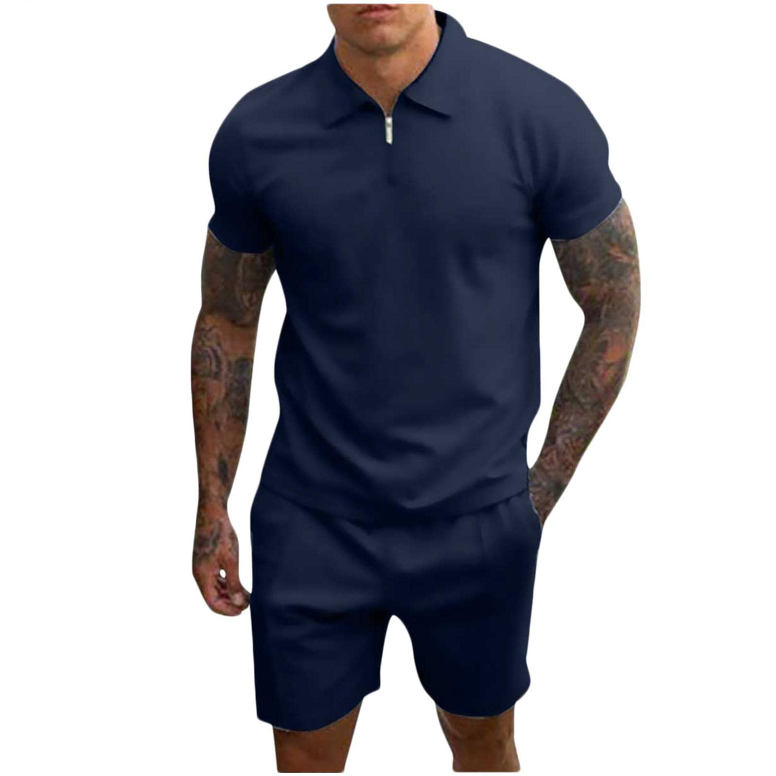Men's 2-Piece Summer Workout Tracksuit Set - Gym Short Sleeve & Shorts for Bodybuilding | Perfect for Training, Jogging & Casual Wear