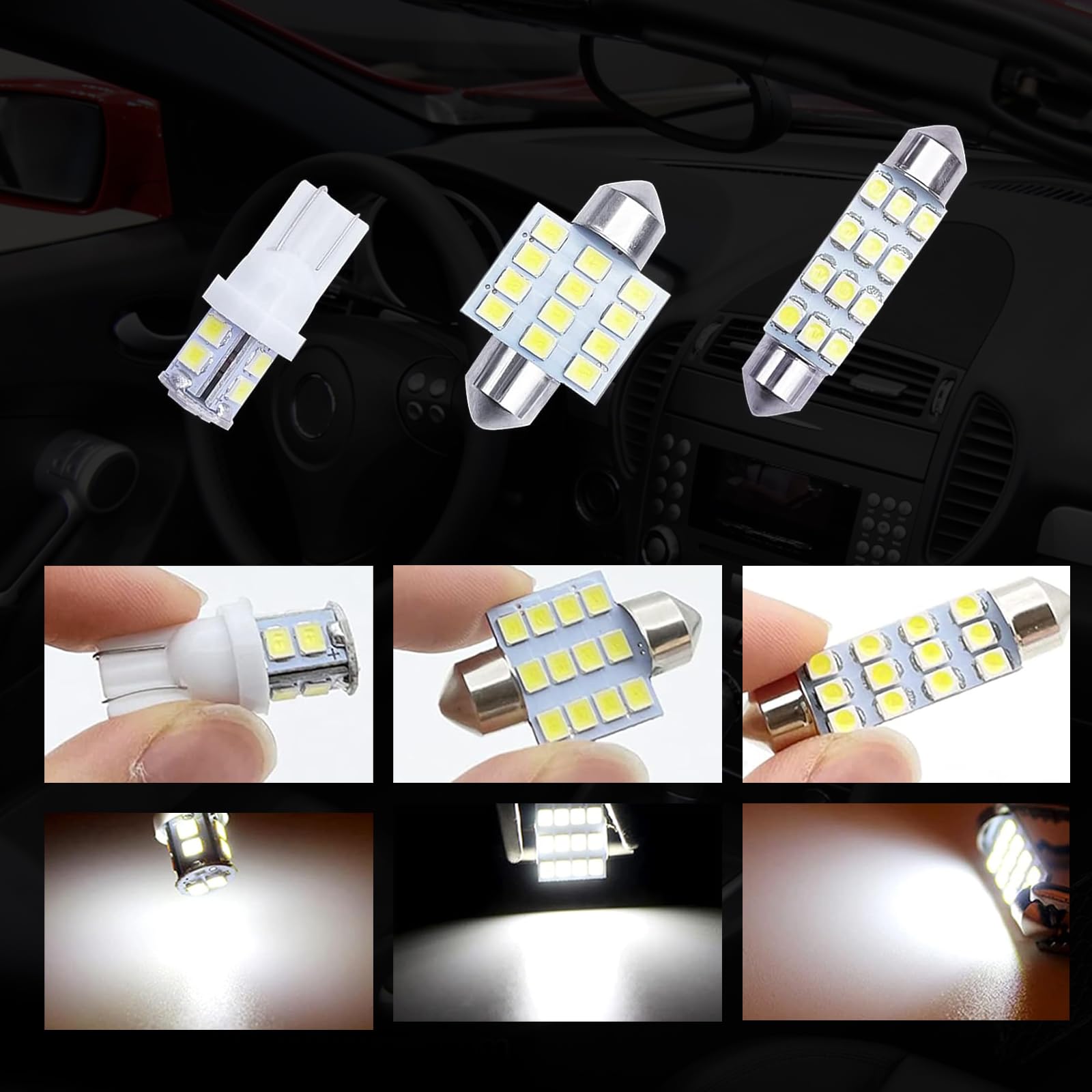 20 PCS T10 LED Bulb Kit - 31mm & 42mm 6000K White Car Interior Lights for Dome, Map, Trunk & License Plate - Perfect for Night Driving & Vehicle Customization