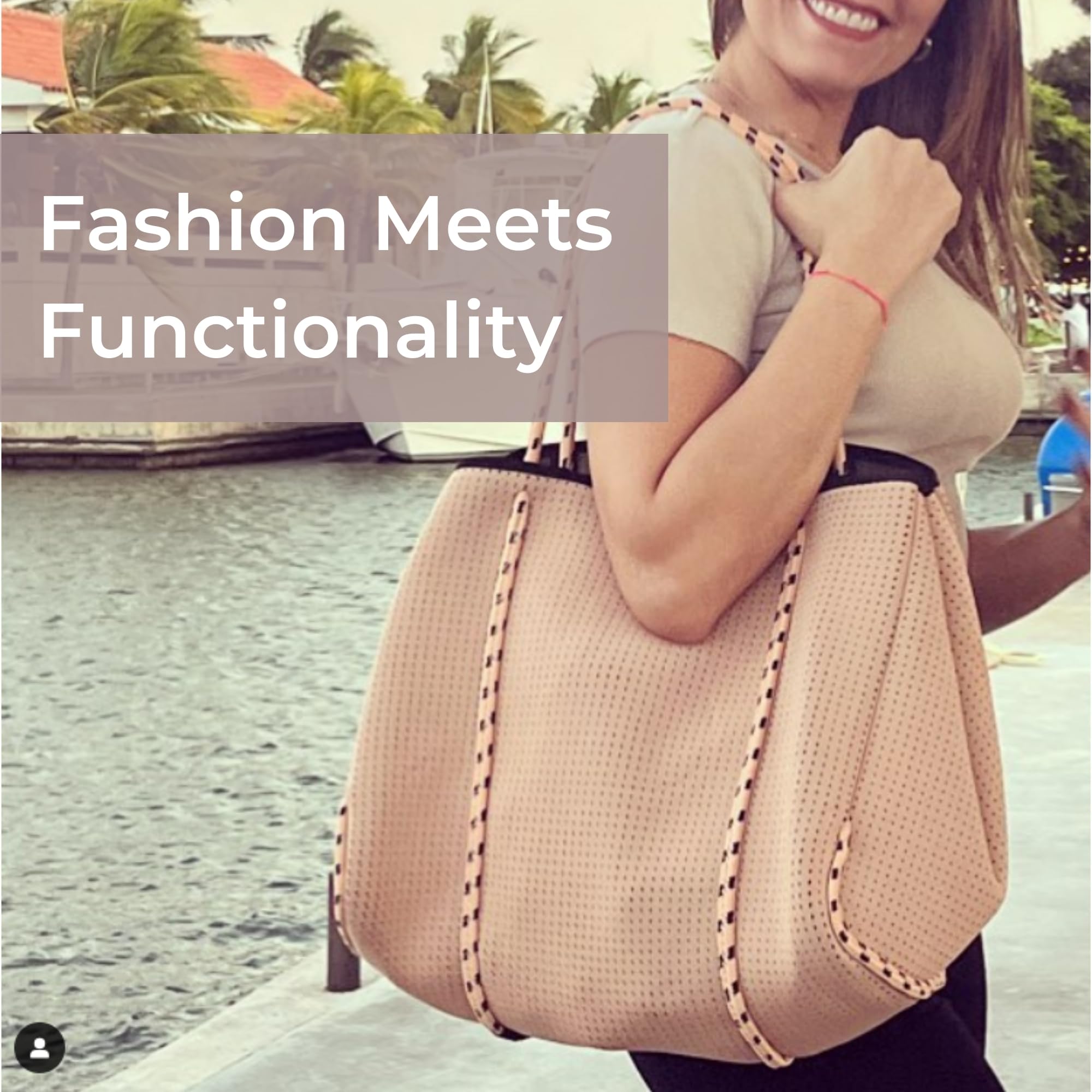 Stylish Large Neoprene Tote Bag for Women - Water-Resistant Designer Handbag with Multiple Pockets & Zipper Pouch | Perfect for Work, Travel, Beach & Everyday Use