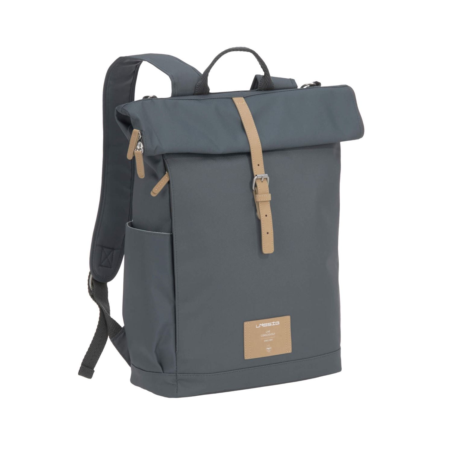 Lassig Green Label Rolltop Diaper Backpack - Waterproof Baby Bag for Travel & Daily Use - Stylish & Spacious Diaper Tote for Moms & Dads - Perfect for Daycare, Outings & Parenting Essentials