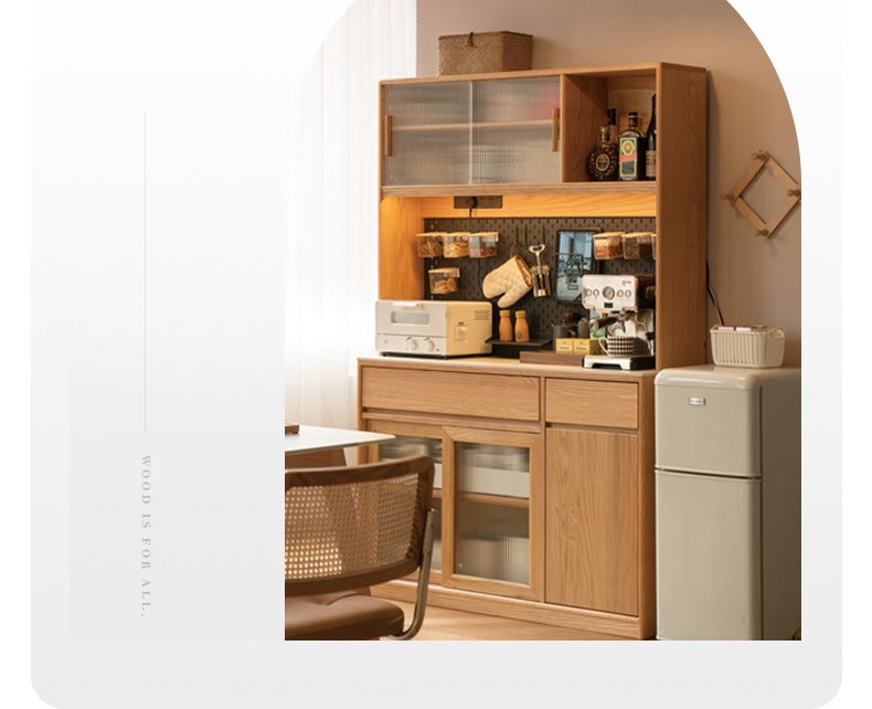 Solid Oak Wood Rock Board Modern Sideboard - Stylish Storage Cabinet for Living Room, Dining Room, or Entryway