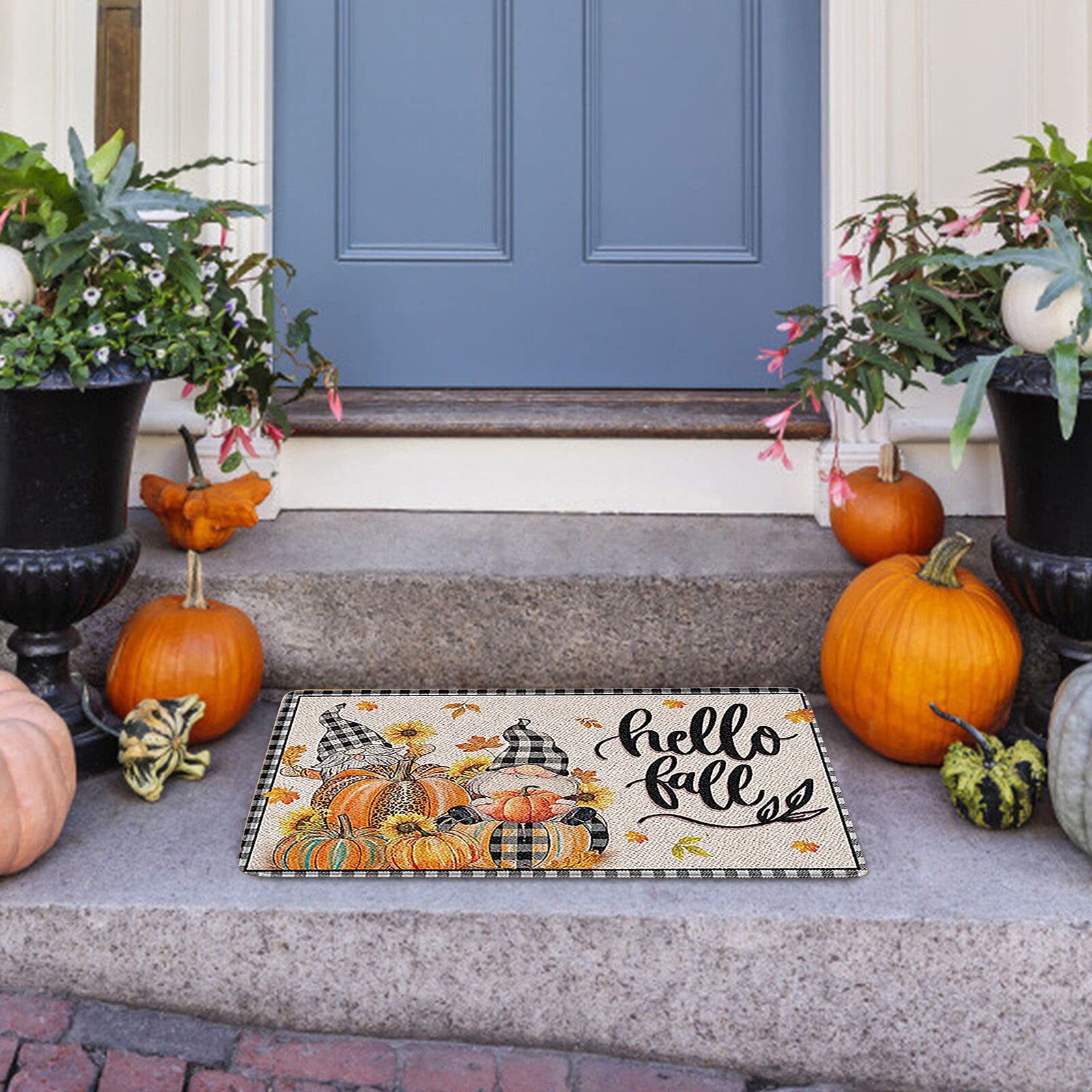 Comigeewa #B17737 Thanksgiving Cartoon Door Mat - Non-Slip Floor Rug for Hallway, Kitchen & Entryway - Soft Welcome Carpet for Holiday Decor & Home Comfort