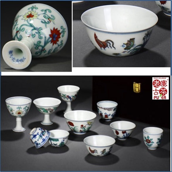 Premium Porcelain Tea Tasting Cup Set of 10 - Handcrafted Jingdezhen Antique Style Tea Cups for Gongfu Tea Ceremony | Perfect for Chinese Tea Tasting, Home Decor & Gift Giving