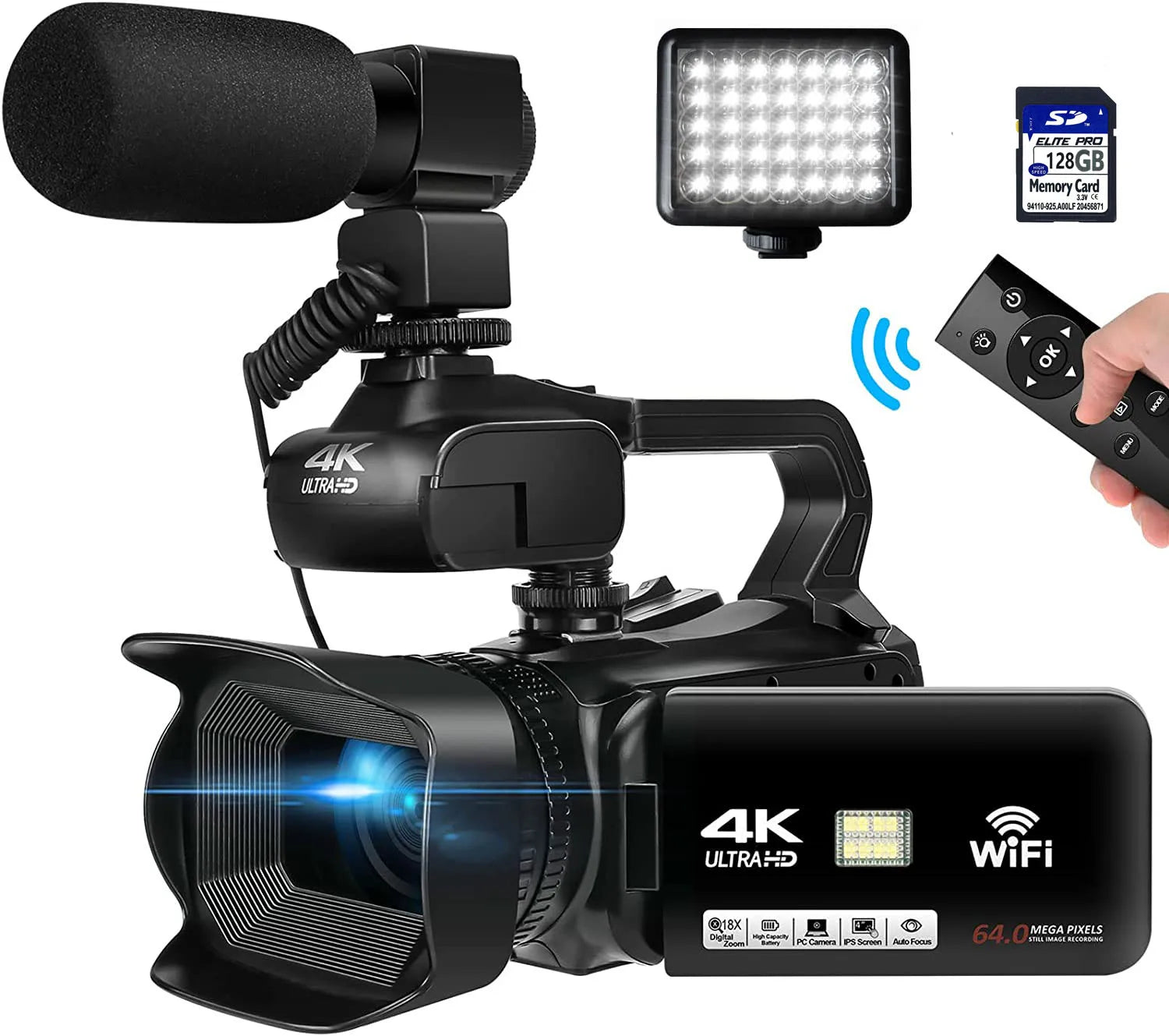 ZIHOTEK HD 4K Digital Video Camera with WiFi, 3.0