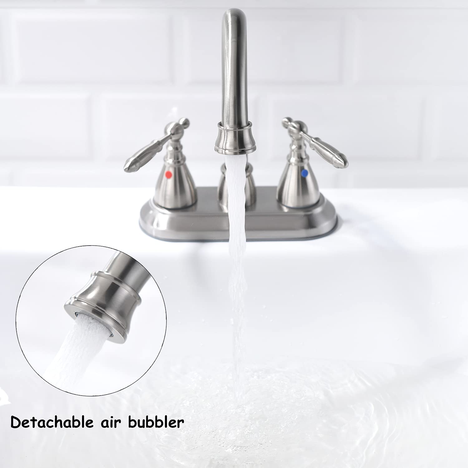 Brushed Nickel 3-Hole Bathroom Faucet with Pop-Up Drain - Perfect for RV & Laundry Sinks