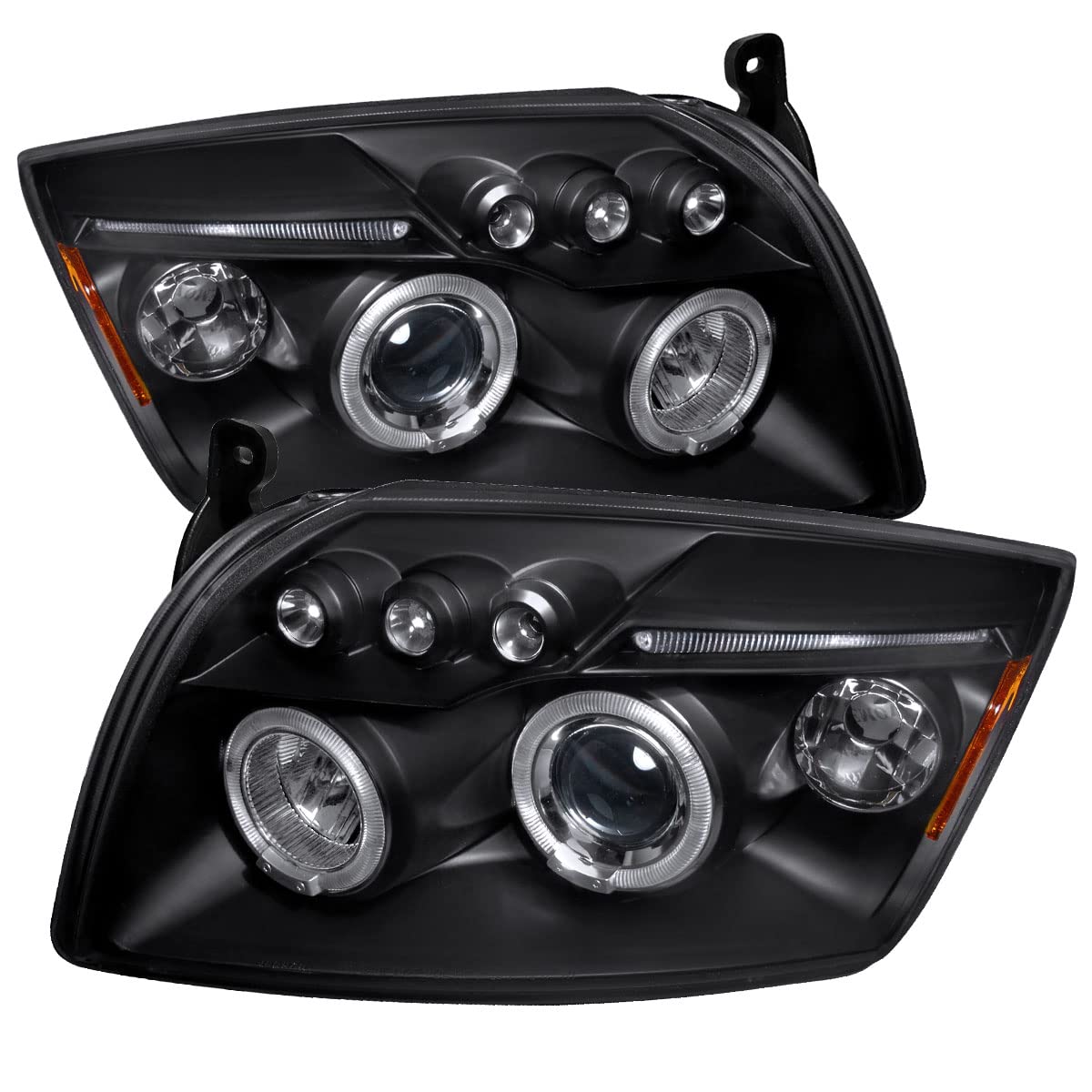 Dodge 07-12 Caliber Black LED Halo Projector Headlights - Pair (Left + Right) | High-Performance Replacement Headlamps | Perfect for Night Driving & Custom Car Upgrades