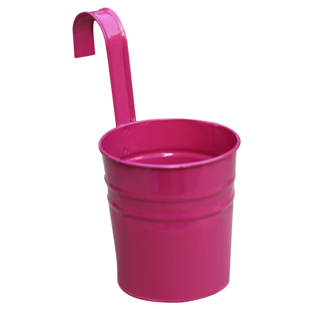 Emptystar Metal Iron Hanging Flower Pots - Indoor Outdoor Succulent Planter Basket with Hook - Gardening Decor for Home, Office, Garden - Perfect for Balcony, Patio & Porch (Hot Pink)