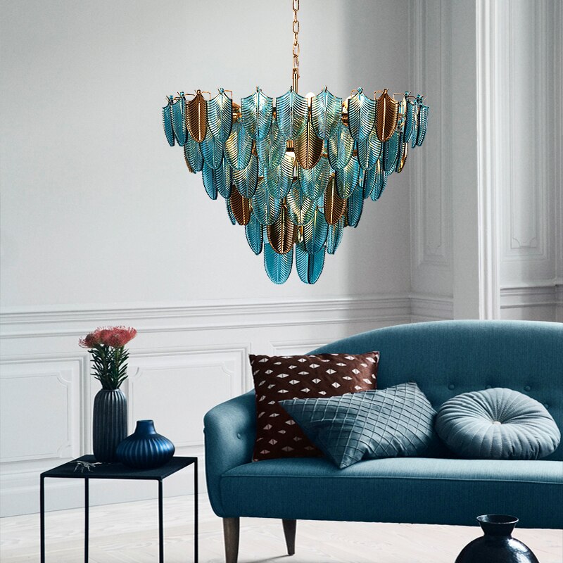 K9 Crystal Leaf Chandelier - Elegant Modern Ceiling Light Fixture for Dining Room, Living Room & Bedroom | Energy Efficient LED Lighting for Home Decor