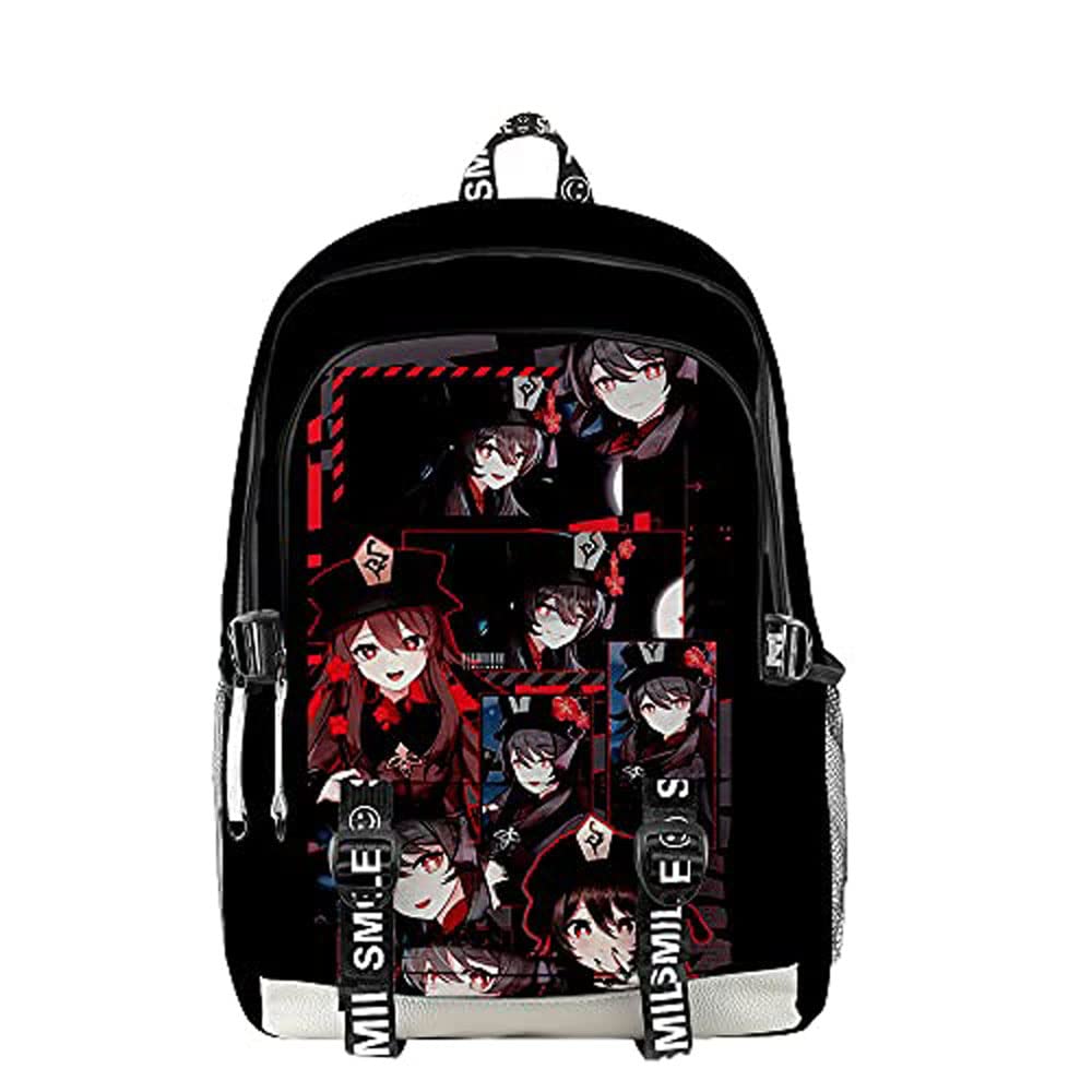 Genshin Impact Hu Tao Merch Backpack - Stylish Oxford School Bag for Teens & Students, Durable Laptop Backpack for College & Travel
