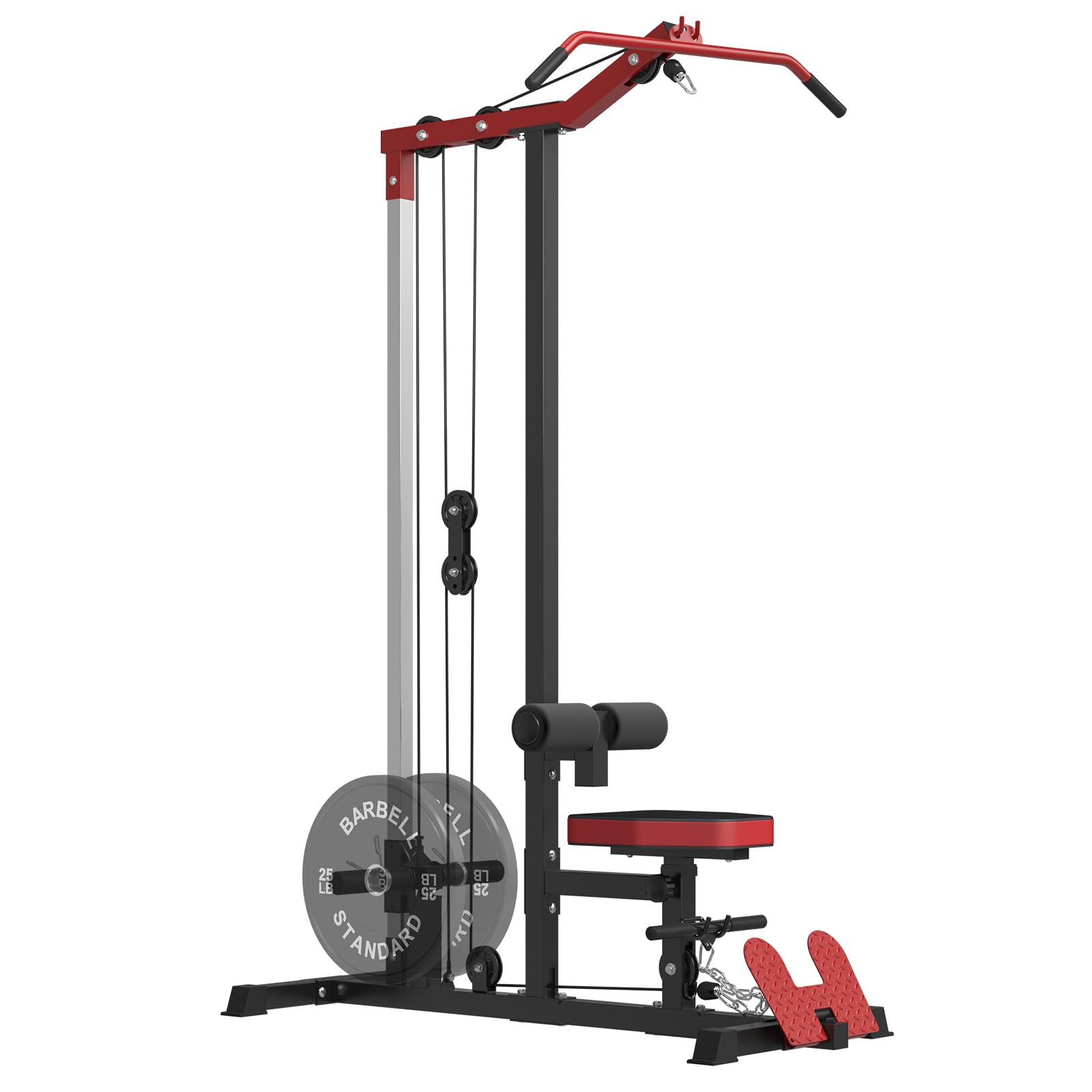 ER KANG LAT Tower - LAT Pull Down & Row Cable Machine with Flip-Up Footplate, High/Low Pulley Station & AB Crunch Harness - Home Gym Strength Training Equipment for Back, Arms & Core Workouts - Perfect for Small Spaces & Full-Body Exercises