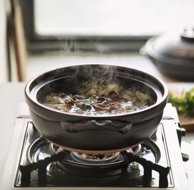 Authentic Japanese Donabe Clay Pot - Traditional Earthenware Casserole for Shabu Shabu, Sukiyaki & Hot Pot Cooking | Ceramic Soup Pot & Stock Pot for Japanese Cuisine | Perfect for Home Dining & Restaurant Use