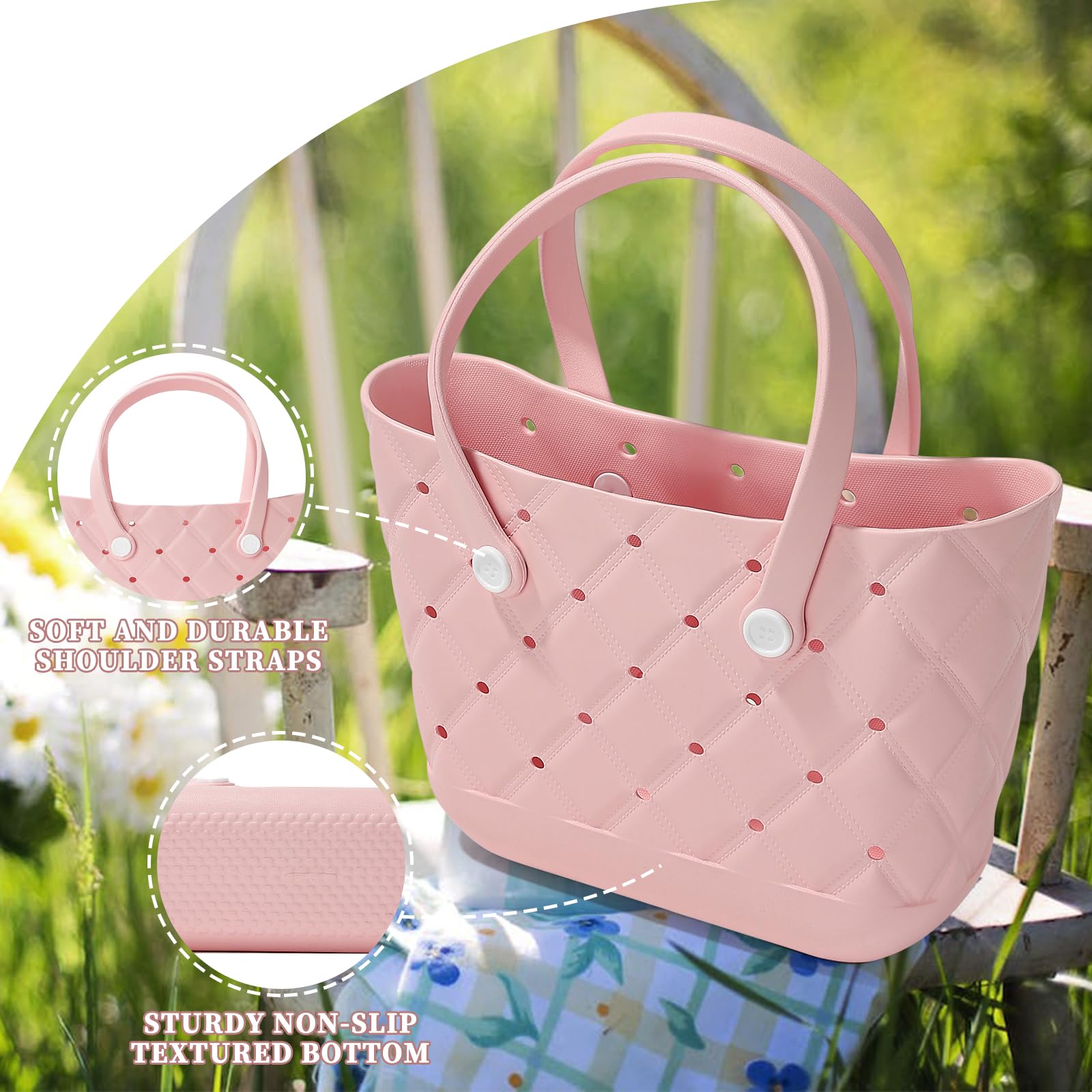 Extra Large Waterproof Beach Tote Bag - Durable Washable Rubber Travel Handbag for Women, Gym, Pool, Shopping & Outdoor Activities | Perfect for Beach Trips, Sports & Market Use