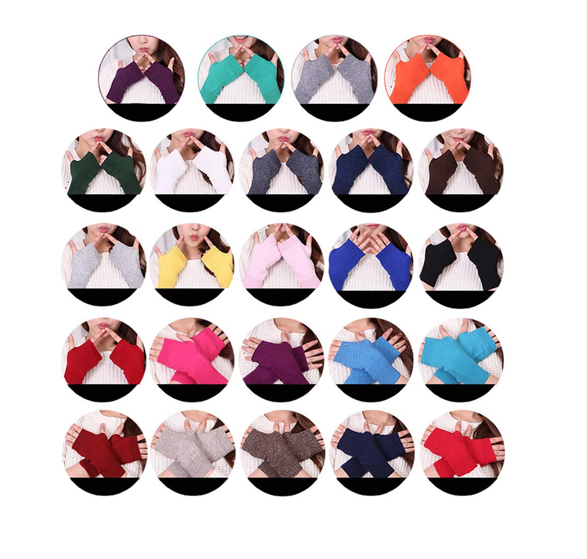 Women's Cashmere Fingerless Gloves with Thumbhole - Stretchy Wool Knit Half Finger Warm Gloves for Winter - Perfect for Typing, Driving & Outdoor Activities