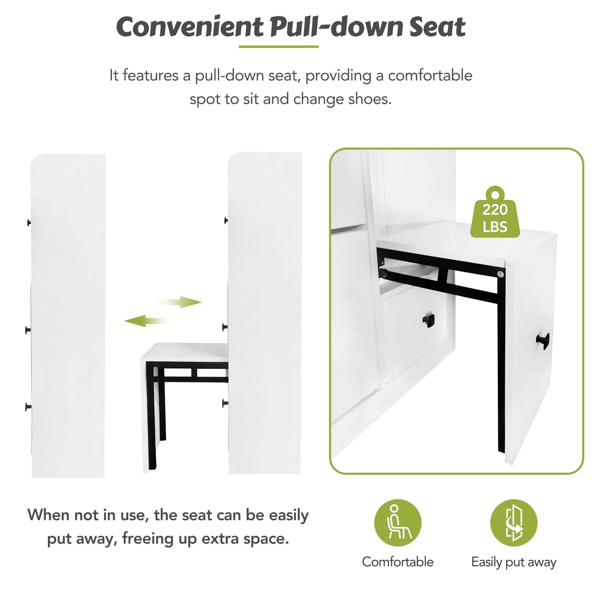 3-Tier Flip-Drawer Shoe Storage Cabinet with Bench - Freestanding Entryway Shoe Organizer for Hallway, Living Room & Apartment - Perfect for Small Spaces & Clutter-Free Home (White)