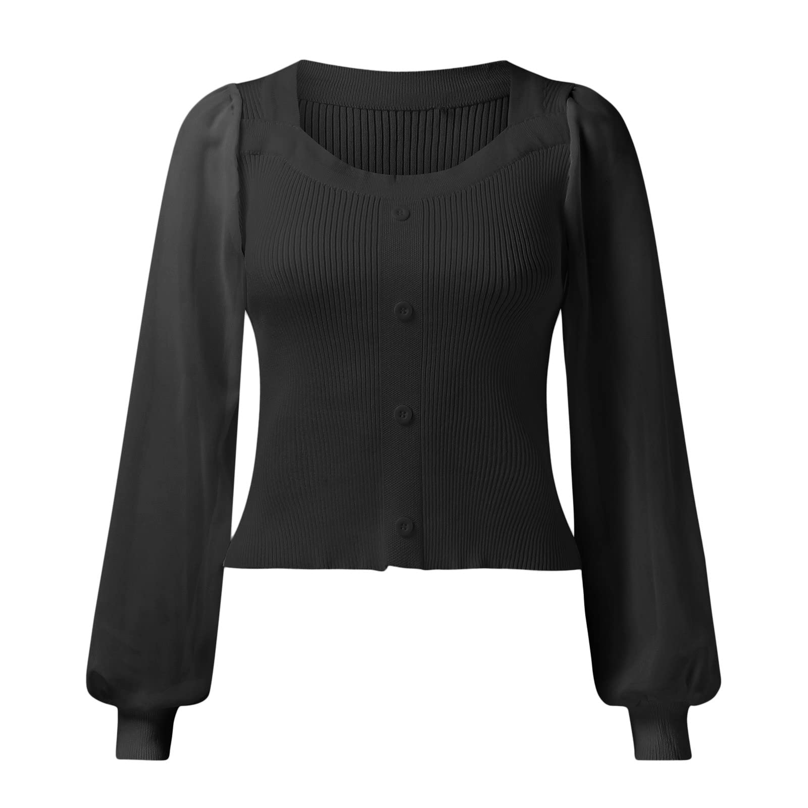 Women's Lace Long Sleeve Snap Hoodie - Button Front Crew Neck Tunic Top Knit Sweater for Fall & Winter | Casual Outfit, Layering Piece, Office Wear, Weekend Comfort