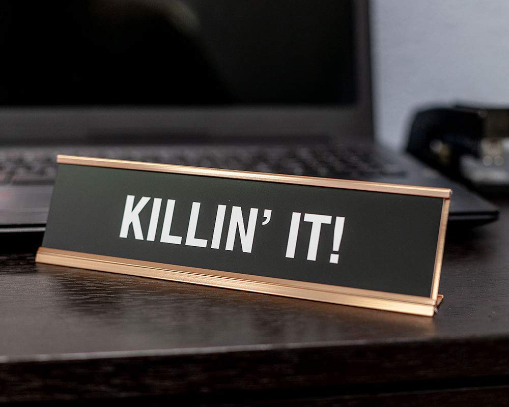 Killin' It Novelty Desk Sign by ByLITA - Funny Office Decor for Motivation & Humor - Perfect for Work Desks, Home Offices & Gifts