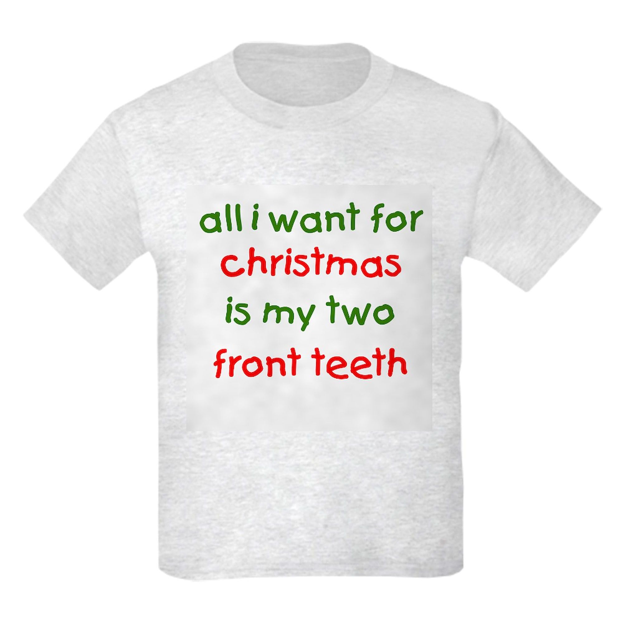 Kids Christmas Two Front Teeth Cotton T-Shirt | Fun Holiday Gift for Boys & Girls | Perfect for Family Photos & Ugly Sweater Parties