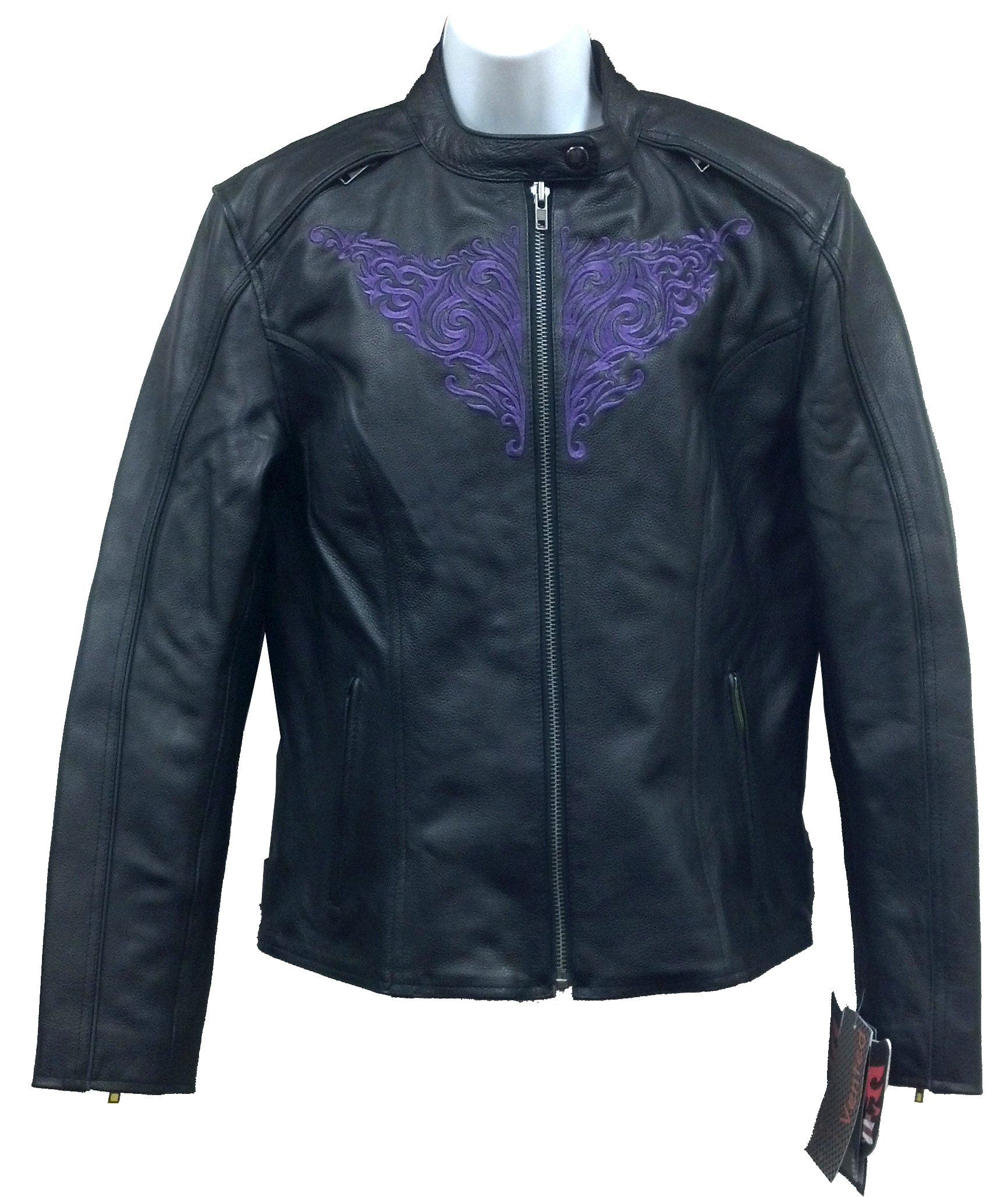 Milwaukee Women's Genuine Cowhide Leather Jacket with Tribal Embroidery - Biker Style Outerwear for Motorcycle Riding & Casual Fashion
